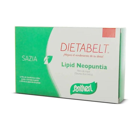 Santiveri Dietabelt Sazia Lipid Neopuntia 27g supplement in a clear package on a white background