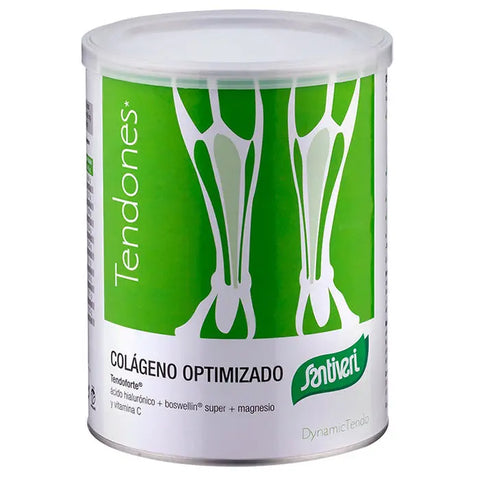 Santiveri Dynamic Tendo Collagen supplement in 230g jar, featuring collagen powder for joint and tendon support, by Jag Couture London New York.