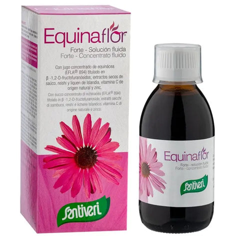 Santiveri Equinaflor Forte syrup 200ml bottle with label, natural herbal supplement for respiratory health, by Jag Couture London New York