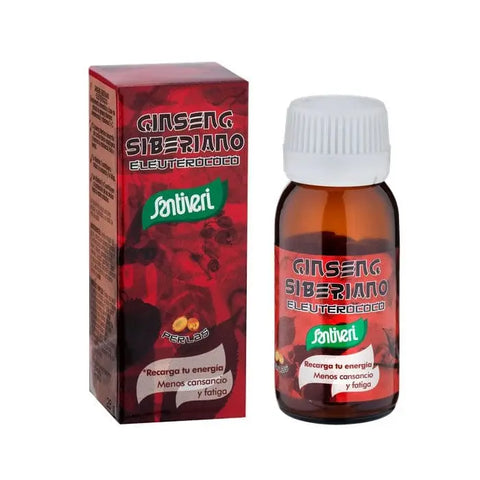 Santiveri Siberian Ginseng 35 pearls bottle, dietary supplement, natural herbal product for energy and vitality from Jag Couture London New York
