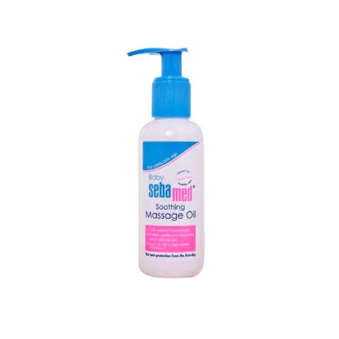 Sebamed Baby Massage Oil 150ml bottle with natural ingredients, from Jag Couture London New York, gentle for babies' skin