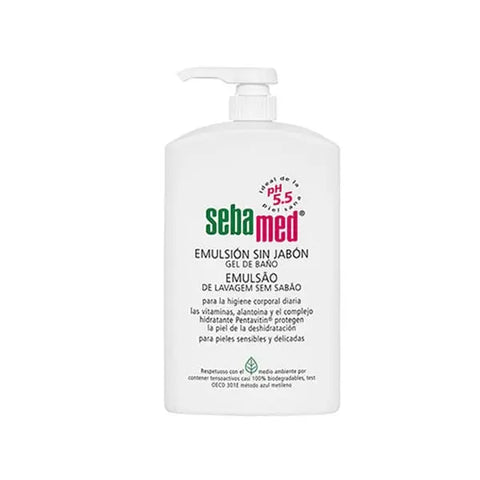 Sebamed Emulsion Soap-Free skincare product in a sleek bottle, designed for gentle cleansing by Jag Couture London New York