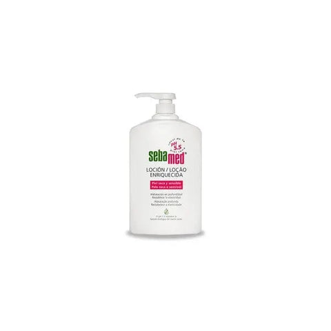 Sebamed Enriched Lotion by Jag Couture London - New York, showing the bottle with moisturizing formula and elegant packaging