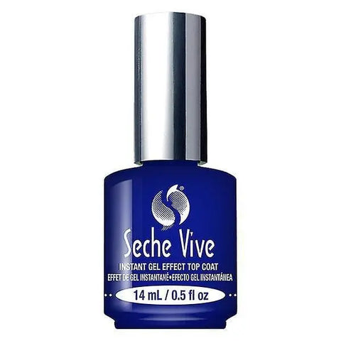 Seche Vive instant gel effect top coat in 14ml bottle by Jag Couture London New York, showcasing glossy gel finish on nails.