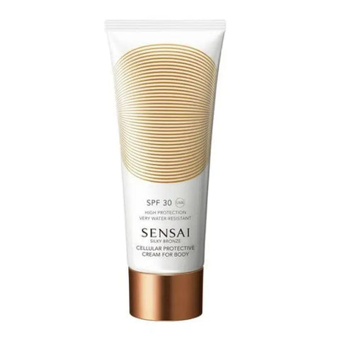 Sensai Silky Bronze Cellular Protective Cream for Body SPF30 by Jag Couture London, 150ml jar with cream inside.