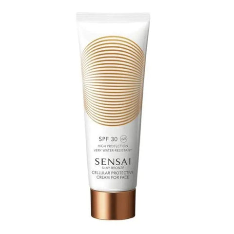 Sensai Silky Bronze Cellular Protective Cream for Face SPF30, 50ml by Jag Couture London - New York, shown in a sleek jar.