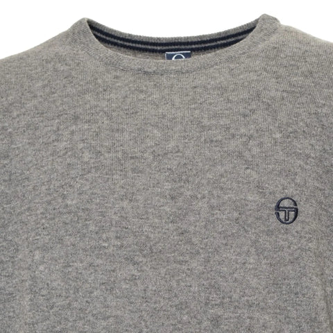 Gray melange Sergio Tacchini sports jacket with logo, displayed on a hanger, showcasing casual athletic style and high-quality fabric.