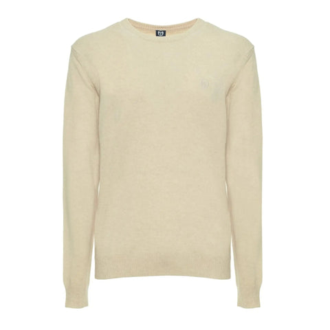 Light beige Sergio Tacchini X073_21108_ tennis shirt by Jag Couture London New York, shown flat on a white background.