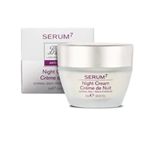 Jag Couture London Serum 7 Anti-Age Regenerating Night Cream in a 50ml jar, featuring a sleek design and smooth texture.