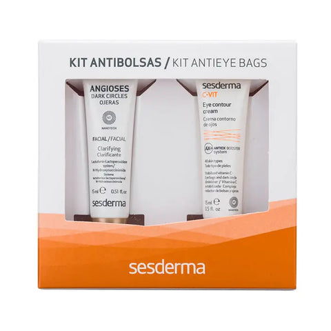 Sesderma Angioses+ Cvit Contour Kit featuring skincare products with brightening and anti-aging benefits, displayed with applicators and packaging.