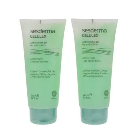 Sesderma Celulex anti-cellulite gel in two 200ml tubes, labeled with Jag Couture London - New York branding.