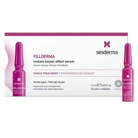 Sesderma Fillderma Tightening Serum ampoules from Jag Couture London and New York, featuring clear ampoules with serum inside.