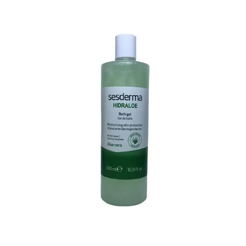 Sesderma Hidroaloe bath gel in 500ml bottle, featuring soothing aloe vera, from Jag Couture London New York.