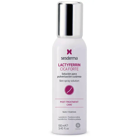 Sesderma Lactyferrin Cica Forte 100ml bottle with white cap, featuring the product label and branding.