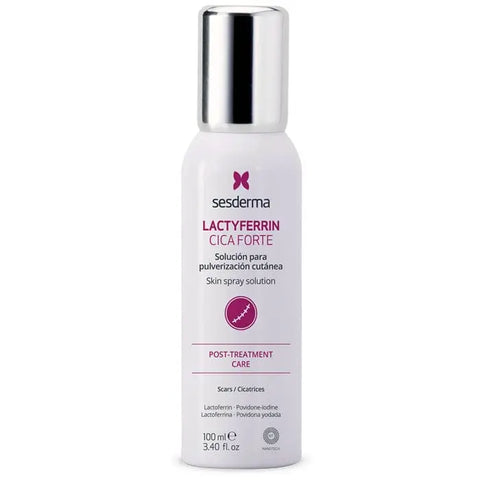 Sesderma Lactyferrin Cica Forte 100ml bottle with label, displayed on a neutral background, showcasing the skincare product.