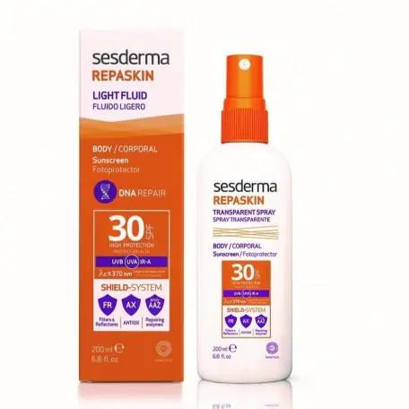 Sesderma Photoprotective SPF 30 spray by Jag Couture London New York, showing the sunscreen bottle with spray nozzle.