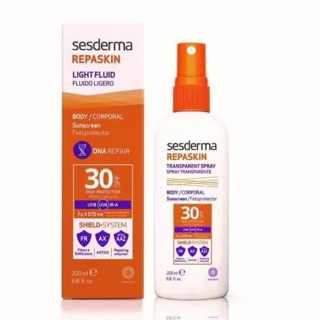 Sesderma Photoprotective SPF 30 spray by Jag Couture London New York, showing a sleek sunscreen spray bottle.