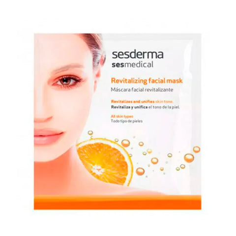 Sesderma Sesmedical revitalizing facial mask on a white background, designed for skincare, by Jag Couture London New York.