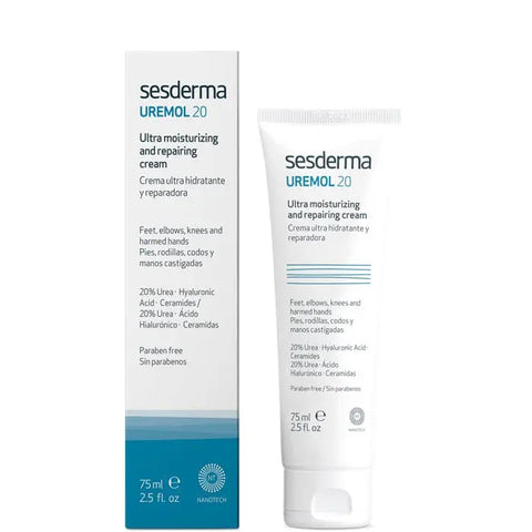 Sesderma Uremol Ultra-Moisturising Cream 75ml jar with smooth, hydrating cream visible in a sleek container.