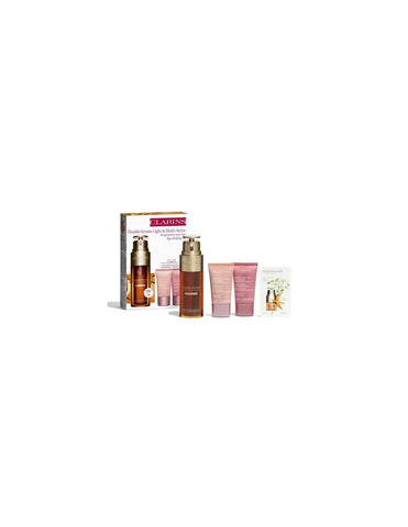 Set of Clarins Double Serum Light 50ml, night, and multi-intensive 15ml samples by Jag Couture London New York.