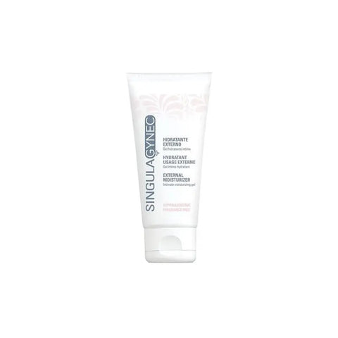 Singuladerm Singulagynec external intimate moisturizing gel in 30ml tube, designed for feminine hygiene and hydration.