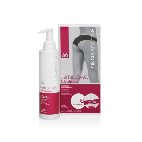 Singuladerm Xpert Perfect Svelt Gel Pack with two 200ml jars, featuring a sleek, professional design for skin tightening and firming.