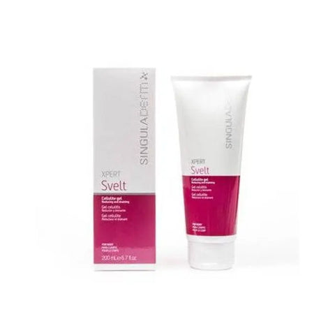 Singuladerm Xpert Svelt Gel 200ml from Jag Couture London New York, showcasing the sleek tube of skin tightening gel.