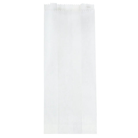 Small white glassine bag from Jag Couture London New York, measuring 80 x 44 x 200mm, with a translucent paper design.
