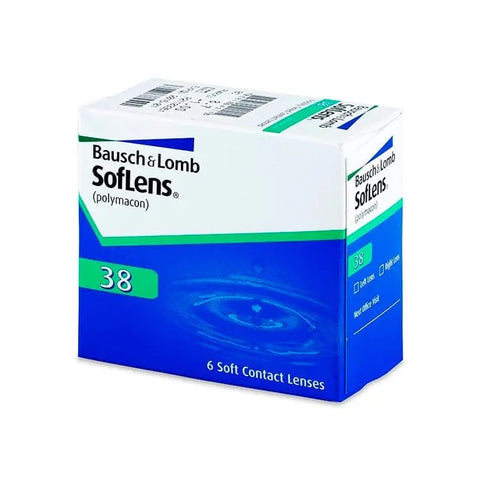Soflens 38 contact lenses with tint visibility, -0.75 diopters, BC 87, 6 units, by Jag Couture London New York.
