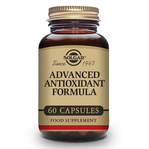 Solgar Advanced Antioxidants supplement capsules in a bottle, designed for immune support and overall health.