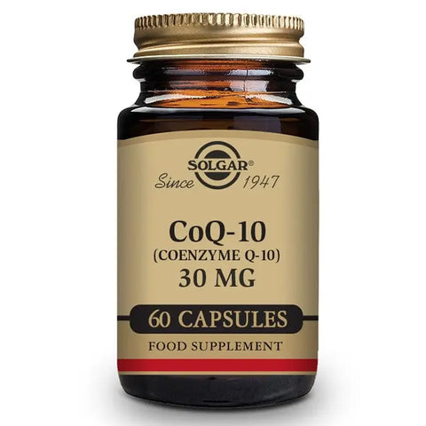 Solgar Coenzyme Q-10 30mg supplement in 60 capsules with packaging label, branded by Jag Couture London New York.