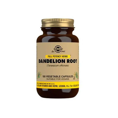 Solgar Dandelion 100 capsules in a bottle, dietary supplement from Jag Couture London New York brand.