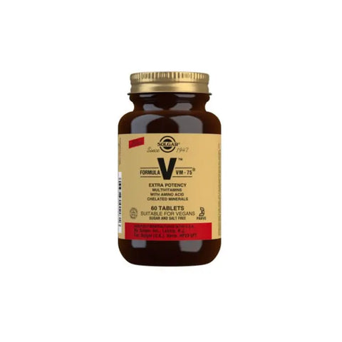 Solgar Formula VM-75 multivitamin tablets in a pack of 60, with supplement details, from Jag Couture London New York.
