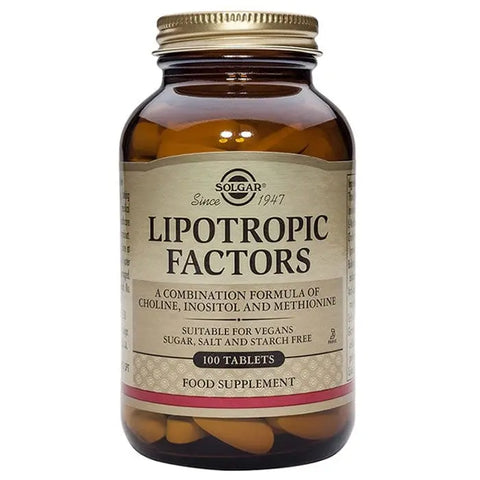 Solgar Lipotropics supplement bottles with 100 tablets, featuring the product label and branding from Jag Couture London New York.