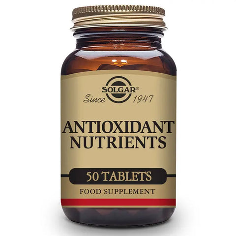 Solgar Nutrients Antioxidants supplement in 50 tablets, with packaging featuring the Jag Couture London - New York branding.