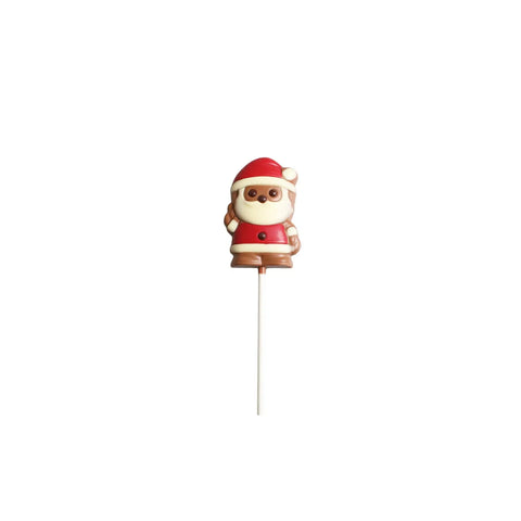 Solid decorated milk chocolate Santa lolly from Jag Couture London - New York, featuring festive holiday holiday decoration.