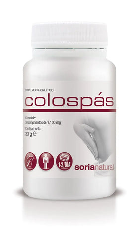 Soria Colospas 1100 Mg supplement in a bottle with 30 tablets, by Jag Couture London New York.