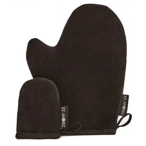 Set of two St. Moriz tanning mitts by Jag Couture London - New York for even, natural-looking self-tanning application.