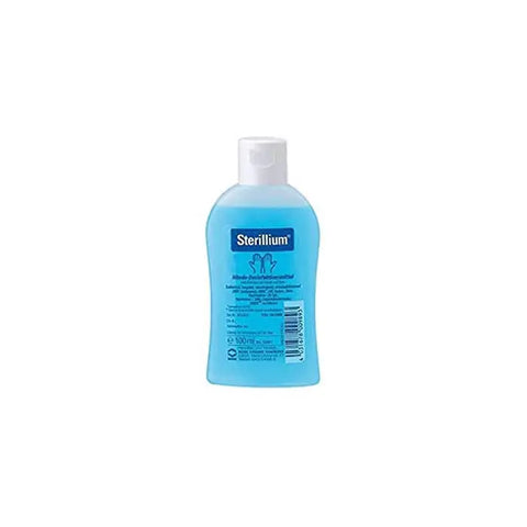 Sterillium hand antiseptic gel 100ml in a clear bottle with a pump dispenser, labeled with Jag Couture London - New York branding
