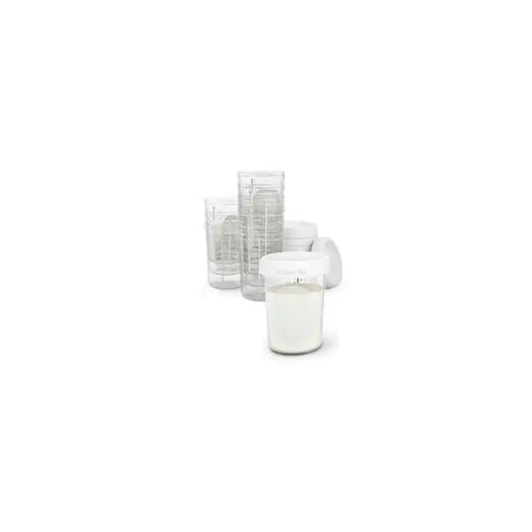 Set of 10 Suavinex storage containers by Jag Couture London New York, shown stacked with transparent lids and clear plastic design.