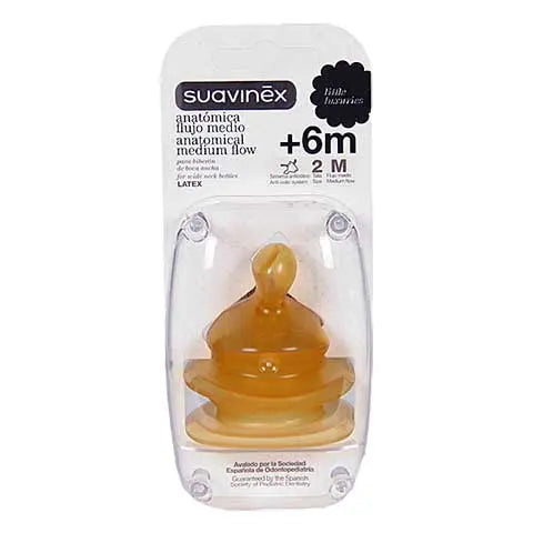 Suavinex™ Anatomical Latex Nipple With Wide Mouth M 6m 2uts Orifice Jag Couture London - New York