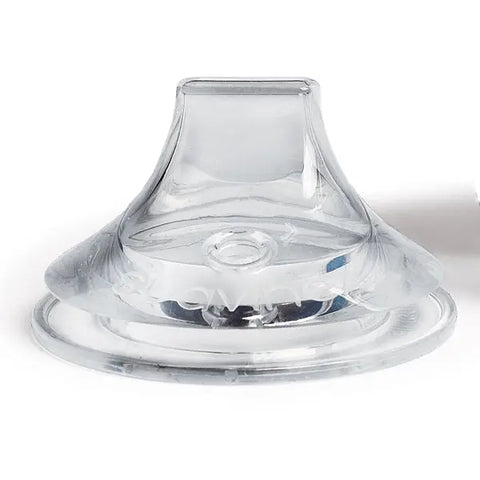 Suavinex silicone spill-proof baby bottle nipple for 6 months and older, designed for easy feeding and leak prevention.