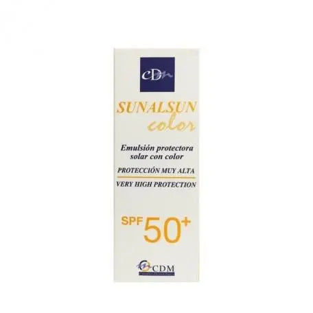 Sunalsun protección muy alta SPF 50 color 50ml by Jag Couture London New York, bottle with product label visible.