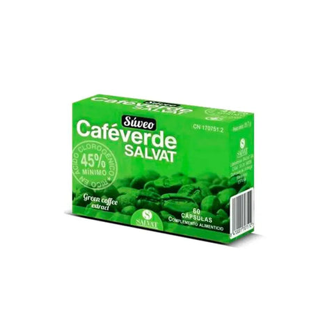 Green coffee supplement in 60 capsules from Súveo Salvat by Jag Couture London New York, featuring green coffee extract capsules.