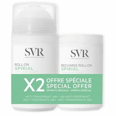Jag Couture London Spirial 48H anti-perspirant roll-on with 50ml refill, featuring a sleek roll-on applicator for effective odor control.