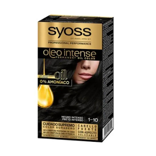Syoss Oleo Intense Permanent Hair Color 1-10 Deep Black Jag Couture London - New York