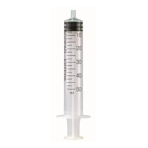 Jag Couture London New York syringe ico S/A catheter 3p 50ml, medical device with clear plastic barrel and plunger