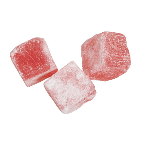 Pomegranate Turkish Delight by Jag Couture London - New York, close-up of colorful, textured chewy candy with pomegranate flavor.