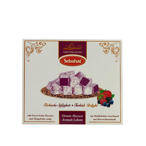 Assorted Forest Fruits flavored Turkish delight in a decorative gift box by Jag Couture London New York.