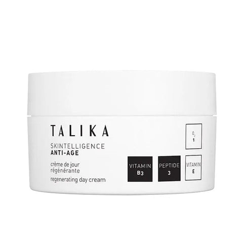 Talika Skintelligence anti-age regenerating day cream in 50ml jar, with elegant packaging by Jag Couture London New York.